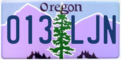 OR license plate 013LJN