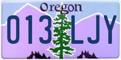 OR license plate 013LJY