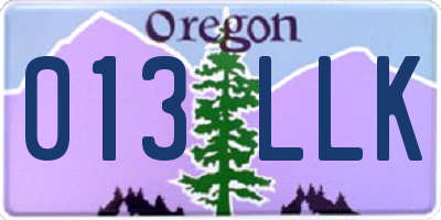 OR license plate 013LLK