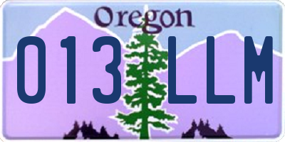 OR license plate 013LLM