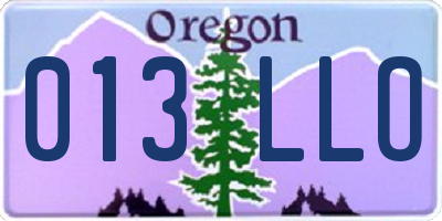 OR license plate 013LLO