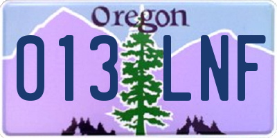 OR license plate 013LNF