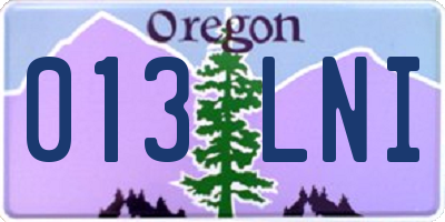 OR license plate 013LNI