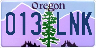 OR license plate 013LNK