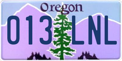 OR license plate 013LNL