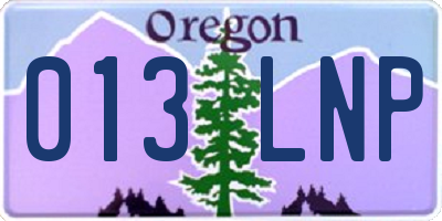 OR license plate 013LNP