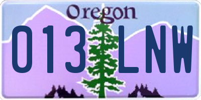 OR license plate 013LNW