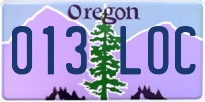 OR license plate 013LOC