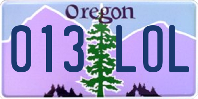 OR license plate 013LOL