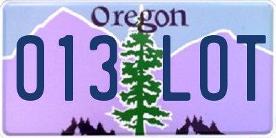 OR license plate 013LOT