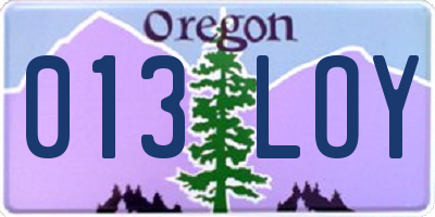 OR license plate 013LOY
