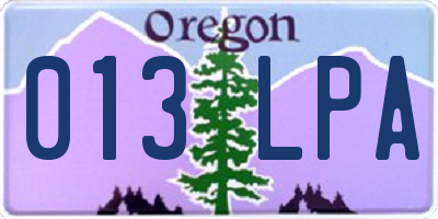 OR license plate 013LPA