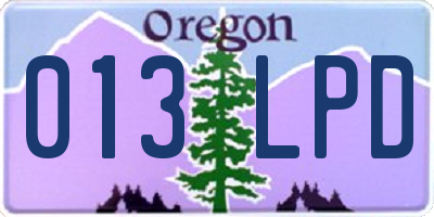 OR license plate 013LPD