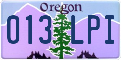 OR license plate 013LPI