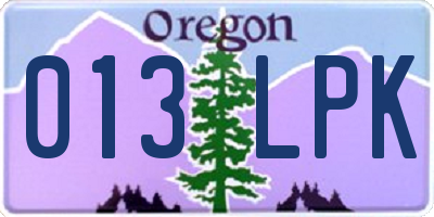 OR license plate 013LPK