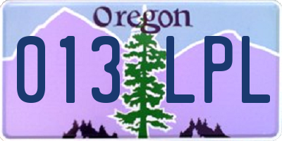 OR license plate 013LPL