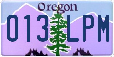 OR license plate 013LPM