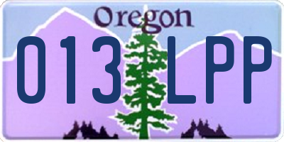 OR license plate 013LPP