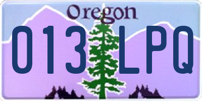 OR license plate 013LPQ