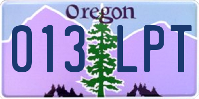 OR license plate 013LPT