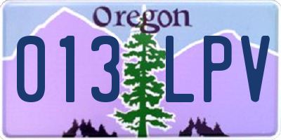 OR license plate 013LPV