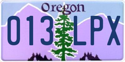 OR license plate 013LPX