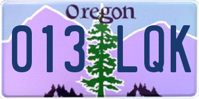 OR license plate 013LQK