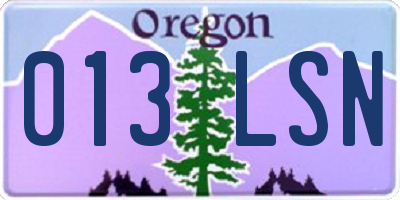 OR license plate 013LSN