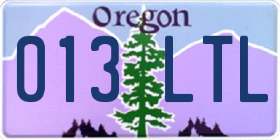 OR license plate 013LTL