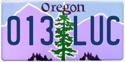OR license plate 013LUC
