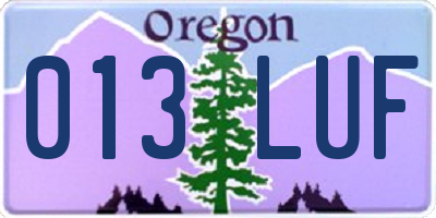 OR license plate 013LUF