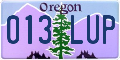 OR license plate 013LUP