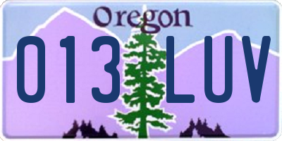 OR license plate 013LUV