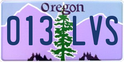 OR license plate 013LVS