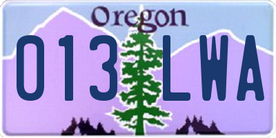 OR license plate 013LWA