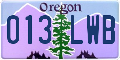 OR license plate 013LWB
