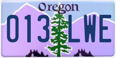 OR license plate 013LWE