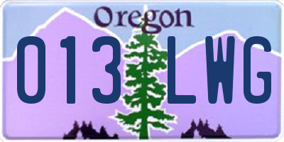 OR license plate 013LWG