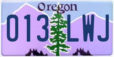 OR license plate 013LWJ