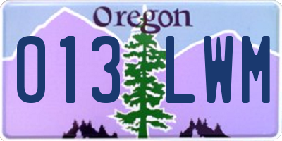 OR license plate 013LWM