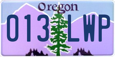 OR license plate 013LWP