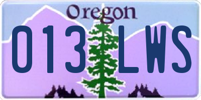 OR license plate 013LWS