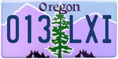 OR license plate 013LXI