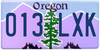 OR license plate 013LXK