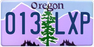 OR license plate 013LXP