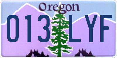 OR license plate 013LYF