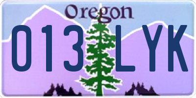 OR license plate 013LYK