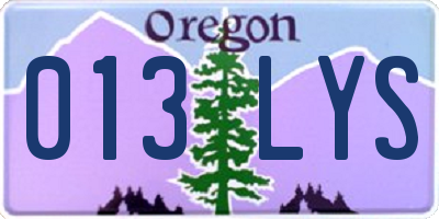 OR license plate 013LYS