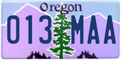 OR license plate 013MAA