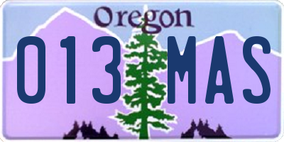 OR license plate 013MAS